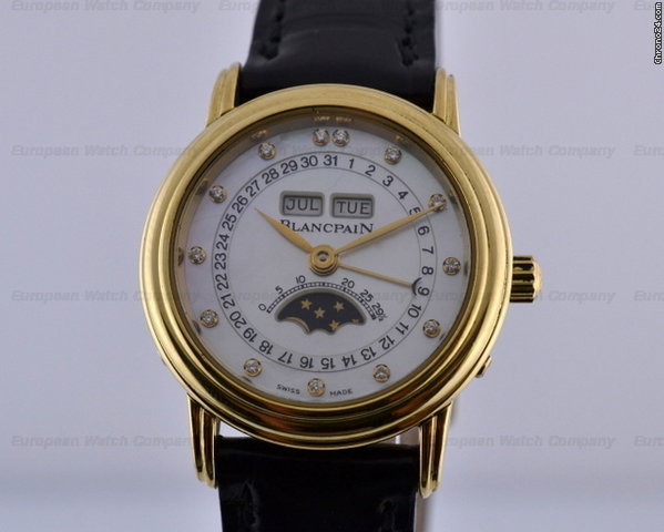 Blancpain Ladies Complete Calendar Moon Diamond MOP 18K YG/strap watches