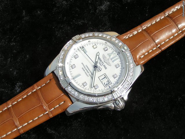 Breitling Cockpit Stahl/Leder Perlmutt Zifferblatt MOP watches