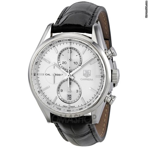 TAG Heuer Carrera Chronograph Silver Dial Automatic Leather Mens Watch CAR2111.FC6266 watches