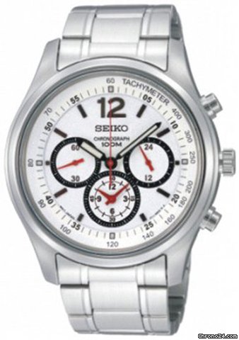 Seiko Chronograph White Dial Stainless Steel Mens Watch SRW007 watches