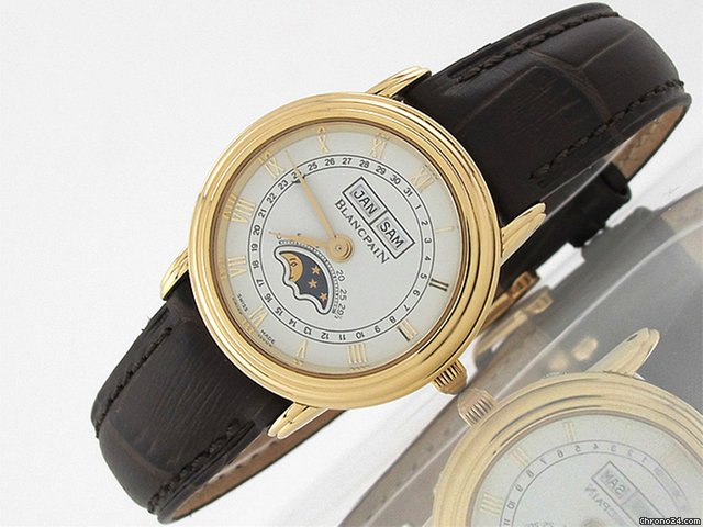 Blancpain "VILLERET" 26 mm 750/- Gelbgold Mondphase Vollkalender Handa watches