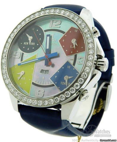 Jacob & Co. Men's Five Time Zones JC8 Blue Mother of Pearl Diamond Watch watches