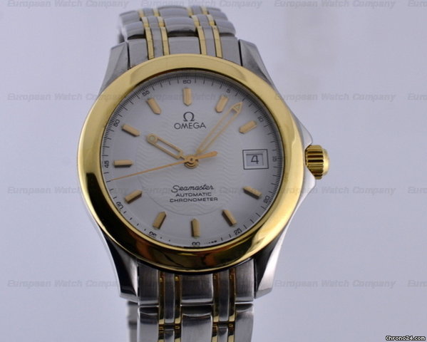 Omega Seamaster 120M SS/18K Yellow Gold 34.8MM White Dial watches