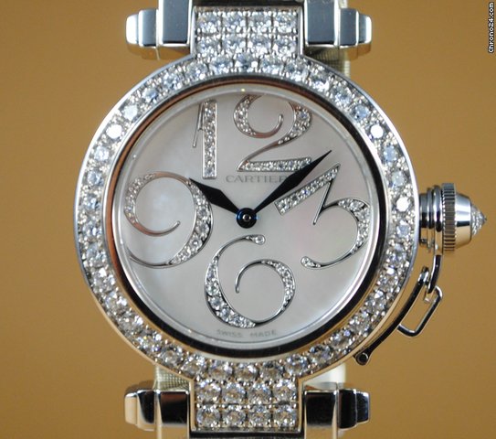Cartier Pasha whitegold pave diamonds Wei gold watches