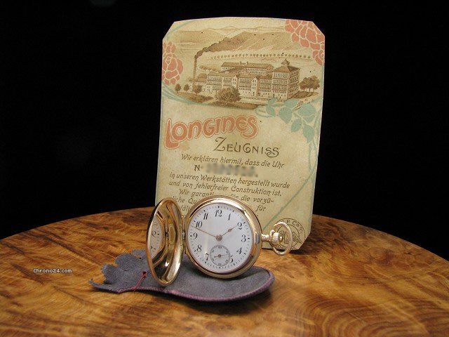 Longines 14kt Gold Savonnette Taschenuhr / Orig. Blatt watches