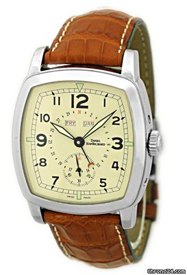 JeanRichard Gent's Stainless Steel Grand TV Screen Triple Calendar Strapwatch watches