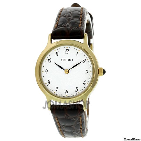 Seiko Gold-tone Brown Leather Strap Ladies Watch SFQ828 watches
