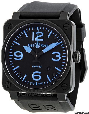Bell & Ross Instrument Black and Blue Dial Automatic 42MM Mens Watch BR-03-92-BLUE watches