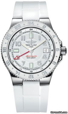 Breitling Superocean GMT Stainless Steel and White Rubber watches