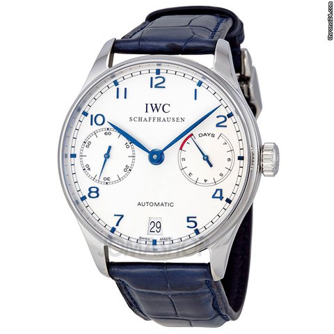 IWC Portuguese Automatic Steel Blue Mens Watch IW500107 watches