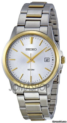 Seiko Silver Dial Two Tone Stainless Steel Mens Watch SGEF54 watches