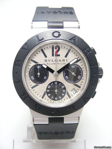 Bulgari Diagono chronographe aluminium on rubber/aluminium sur caoutchouc cadran silver dial watches
