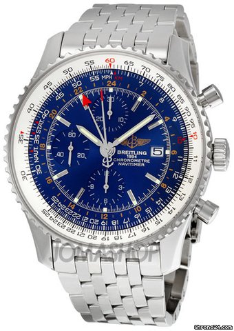Breitling Navitimer World Blue Dial Stainless Steel Mens Watch A2432212-C651SS watches