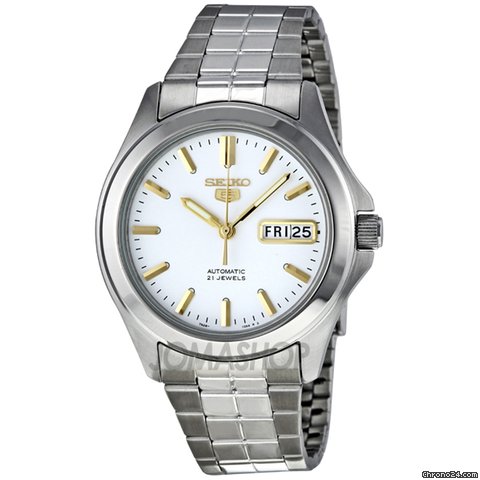 Seiko 5 Automatic White Dial Stainless Steel Mens Watch SNKK89 watches