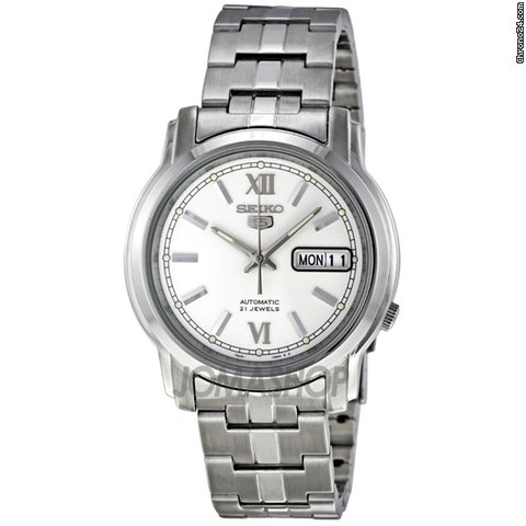 Seiko 5 Automatic White Dial Stainless Steel Mens Watch SNKK77 watches