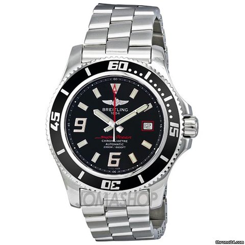 Breitling Superocean Black Dial Stainless Steel Mens Watch A17391A8-BA76SS watches