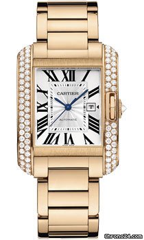 Replica Cartier Tank Anglaise Pink Gold With Diamonds Watch