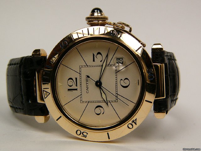 Cartier Pasha yellow gold leather strap Ref. 1989 watches