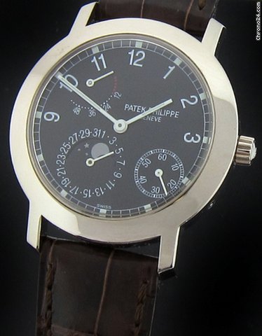 Patek Philippe White Gold Moonphase Power Reserve 5055G watches