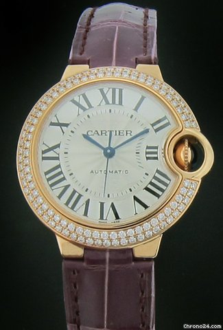 Cartier Rose Gold Ballon Bleu Diamond Strap Watch WE902036 watches