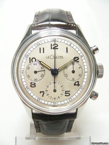 Jaeger-LeCoultre Chronographe vintage steel/acier sur cuir cadran silver dial watches