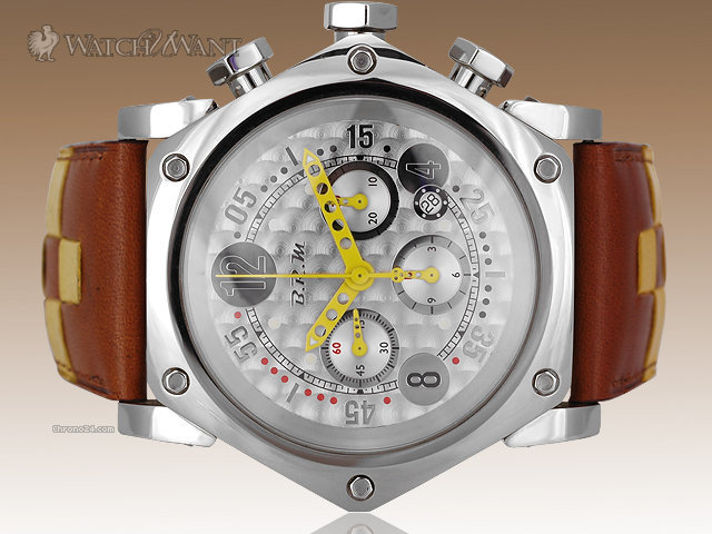 B.R.M SCR-48 GT Chronograph Ref. SCR-48-GT-BOU-AJ - 48mm Piston Shaped Stainless Steel Case - Silver Carbon Fiber Dial - Yellow Hands - BNIB - Brand New watches