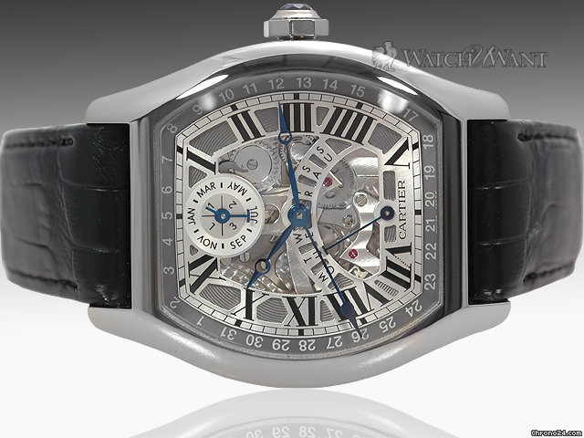 Cartier Tortue Perpetual Calendar - 46mm x 51mm Tonneau 18K White Gold with Skeleton Dial - W1580048 watches