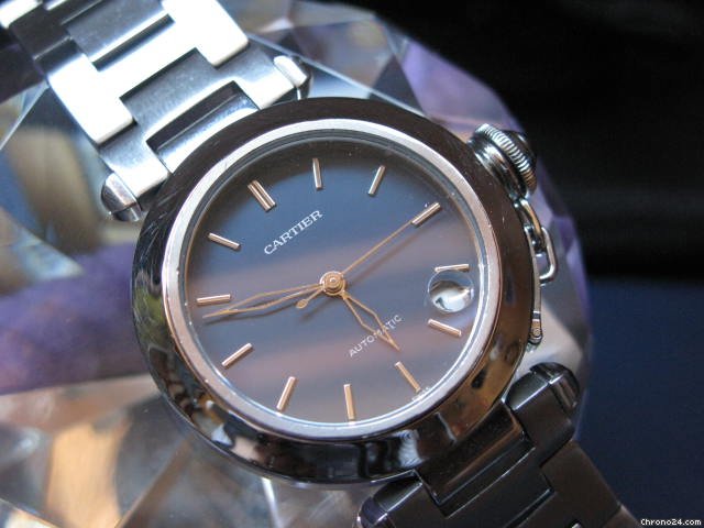 Cartier PASHA C AUTOMATIQUE DATEUR AVEC UN CADRAN BLEU NUIT + ETUI watches