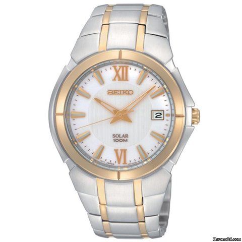 Seiko Solar Stainless and Gold-plated Steel Mens Watch SNE088 watches