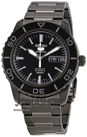 Seiko 5 Black Dial Black Stainless Steel Automatic Mens Watch SNZH59 watches