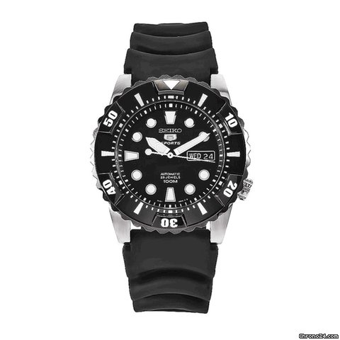 Seiko 5 Black Dial Black Rubber Automatic Mens Watch SNZJ19K2 watches