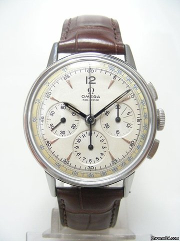 Omega Chronographe mvt Lemania 27PCH vintage steel/acier cadran silver dial watches