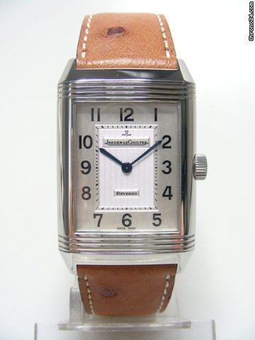 Jaeger-LeCoultre Reverso big size/grande taille acier sur cuir/steel cadran silver dial watches