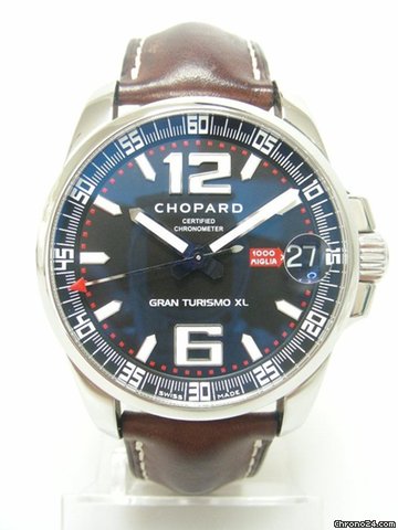 Replica Chopard Mille Miglia Gran Turismo XL steel/acier sur cuir cadran noir/black dial Watch