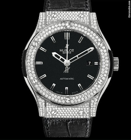 Hublot Classic Fusion 45mm Steel Custom Diamond Set watches