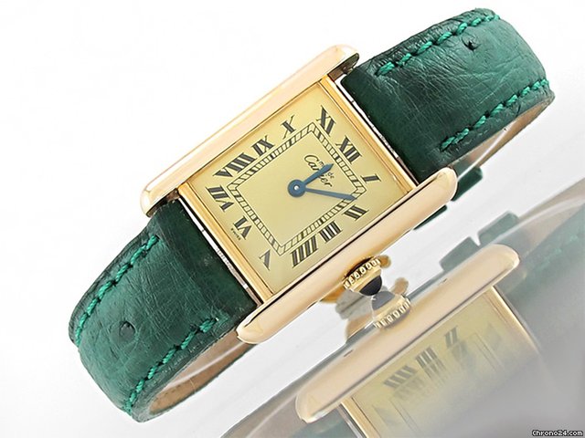 Cartier "TANK VERMEIL 5057001" 20,5 mm 925/- Silber vergoldet Quarz watches
