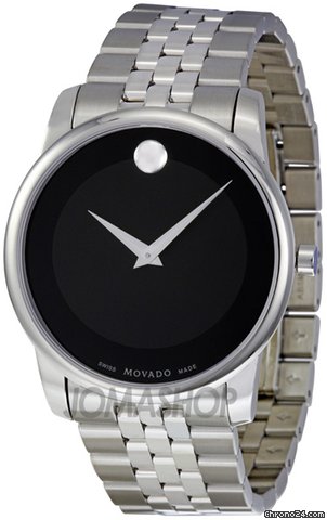Movado Stainless Steel Black Museum Dial Mens Watch 0606504 watches