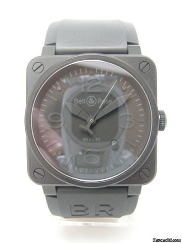 Bell & Ross Aviation BR03-92S "Military"all black/complet noir acier on rubber/acier sur caoutchouc watches