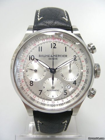 Baume & Mercier Capeland chronographe steel/acier cadran silver dial watches