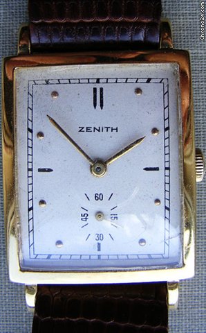 Zenith 18 ct GOLD - VINTAGE RECTANGULAR WRISTWATCH - 1945c watches
