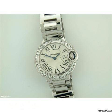 Cartier Ballon Bleu 18ct white gold diamond bezel quartz on bracelet watches
