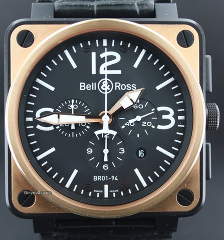 Bell & Ross Aviation type Pink gold bezel & PVD/DLC case chrono 46 mm watches