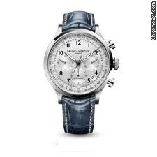 Baume & Mercier and Capeland Silver Dial Chronograph Blue Leather Mens Watch MOA10063 watches