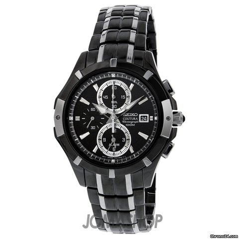Seiko Coutura Black Dial Chronograph Two Tone Stainless Steel Mens Watch SNAE57 watches