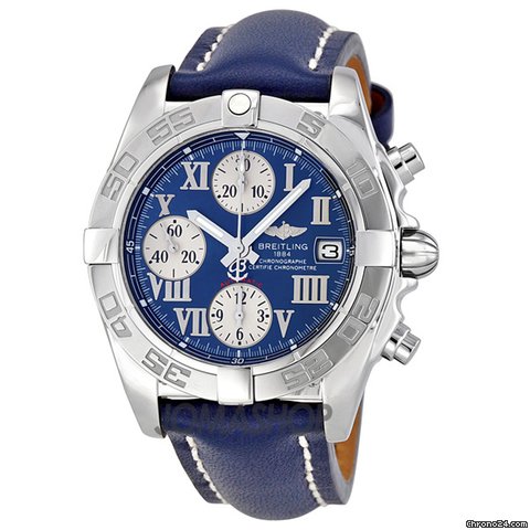 Breitling Chrono Galactic Automatic Chronograph Blue Leather Mens Watch A13358L2/C678 watches