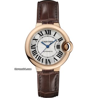 Cartier Ballon Bleu de Cartier Pink Gold Brown Leather Watch W6920069 watches