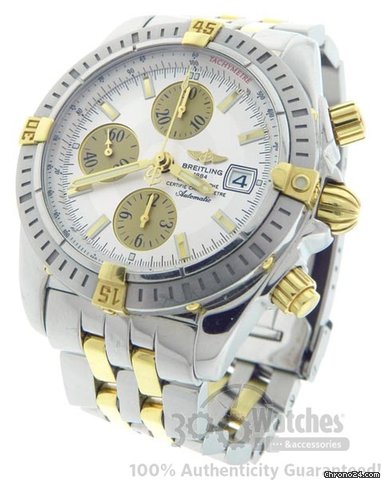 Breitling Chronomat Evolution B13356 18K Gold & Steel Chronograph Watch watches