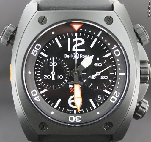 Bell & Ross Carbon Marine Collection Chronograph all black divers watch watches