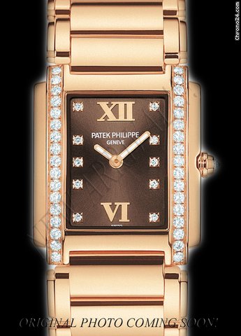 Replica Patek Philippe Twenty-4 Ladies 18k Rose Gold Chocolate Dream 45 Diamonds Watch