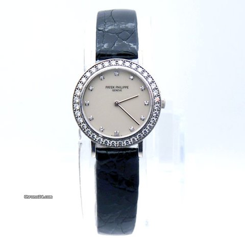 Patek Philippe 18ct White Gold Lady's Calatrava Diamond Bezel B&P watches